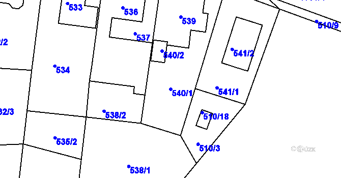 Parcela st. 540/1 v KÚ Rybáře, Katastrální mapa