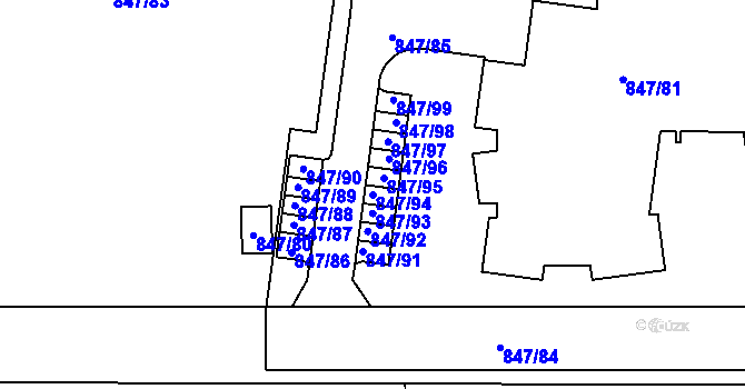 Parcela st. 847/94 v KÚ Rybáře, Katastrální mapa