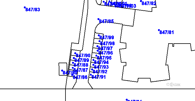 Parcela st. 847/96 v KÚ Rybáře, Katastrální mapa