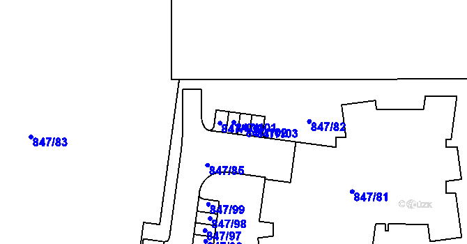 Parcela st. 847/101 v KÚ Rybáře, Katastrální mapa