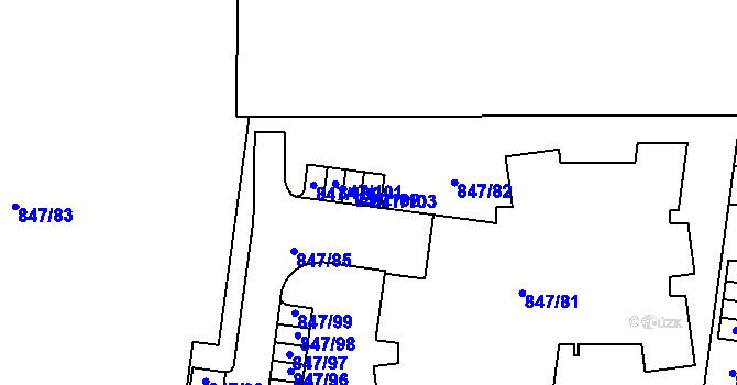 Parcela st. 847/103 v KÚ Rybáře, Katastrální mapa