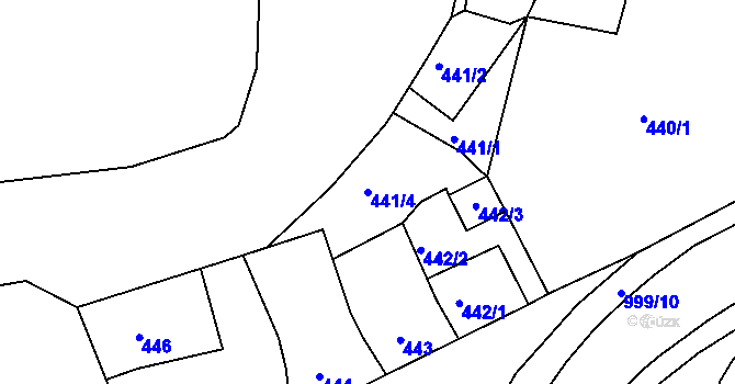 Parcela st. 441/4 v KÚ Rybáře, Katastrální mapa