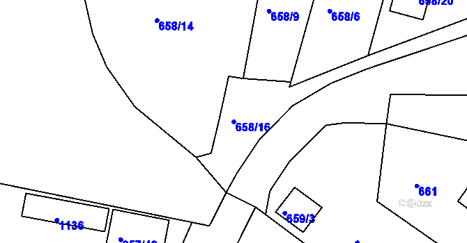 Parcela st. 658/16 v KÚ Rybáře, Katastrální mapa