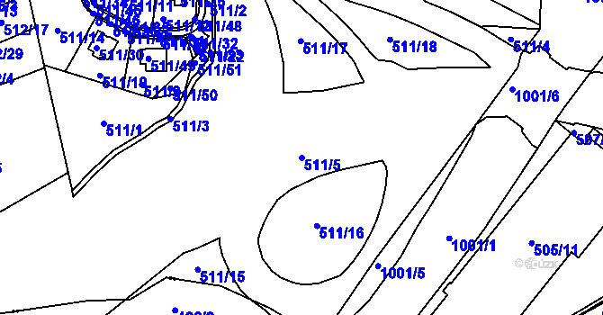 Parcela st. 511/5 v KÚ Rybáře, Katastrální mapa
