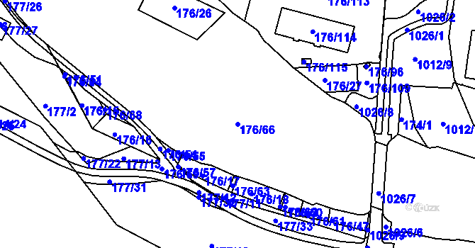 Parcela st. 176/66 v KÚ Rybáře, Katastrální mapa