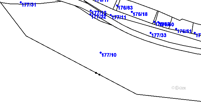 Parcela st. 177/10 v KÚ Rybáře, Katastrální mapa