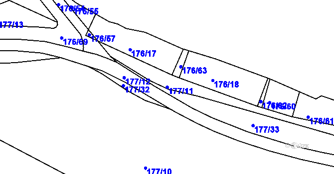 Parcela st. 177/11 v KÚ Rybáře, Katastrální mapa