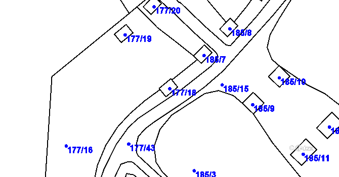 Parcela st. 177/18 v KÚ Rybáře, Katastrální mapa