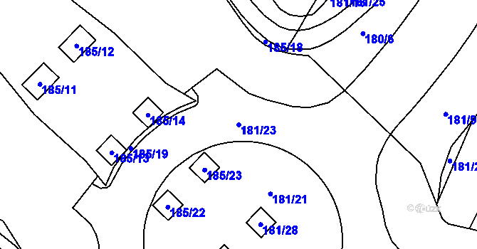Parcela st. 181/23 v KÚ Rybáře, Katastrální mapa