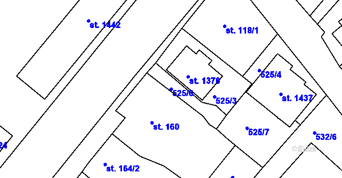 Parcela st. 525/6 v KÚ Bohatice, Katastrální mapa