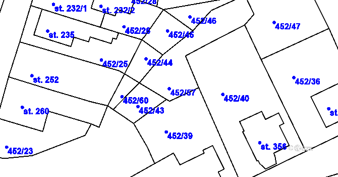 Parcela st. 452/57 v KÚ Bohatice, Katastrální mapa