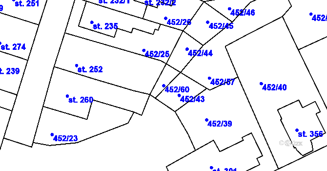Parcela st. 452/60 v KÚ Bohatice, Katastrální mapa