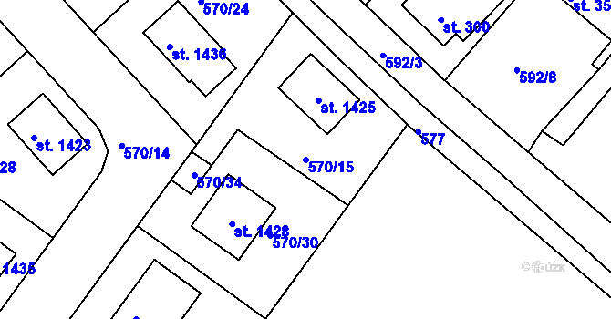 Parcela st. 570/15 v KÚ Bohatice, Katastrální mapa