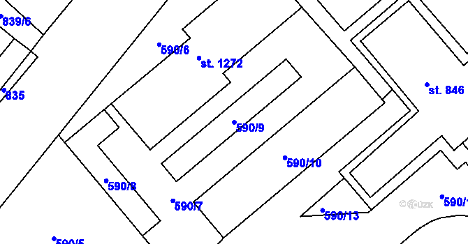 Parcela st. 590/9 v KÚ Bohatice, Katastrální mapa
