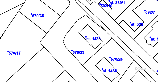Parcela st. 570/23 v KÚ Bohatice, Katastrální mapa