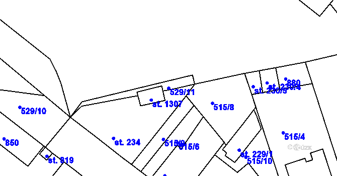 Parcela st. 529/11 v KÚ Bohatice, Katastrální mapa