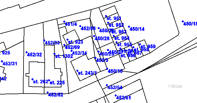 Parcela st. 450/25 v KÚ Bohatice, Katastrální mapa