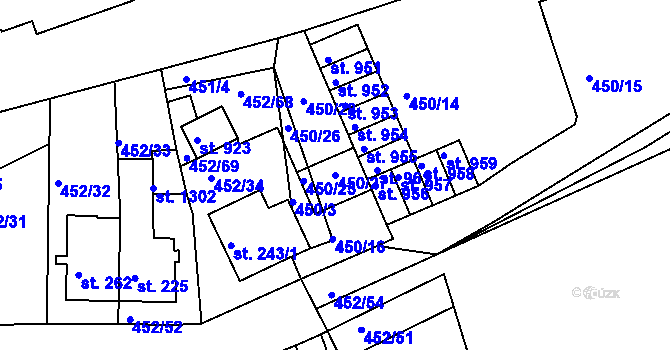 Parcela st. 450/27 v KÚ Bohatice, Katastrální mapa