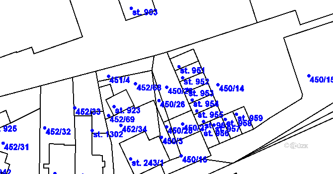 Parcela st. 450/28 v KÚ Bohatice, Katastrální mapa