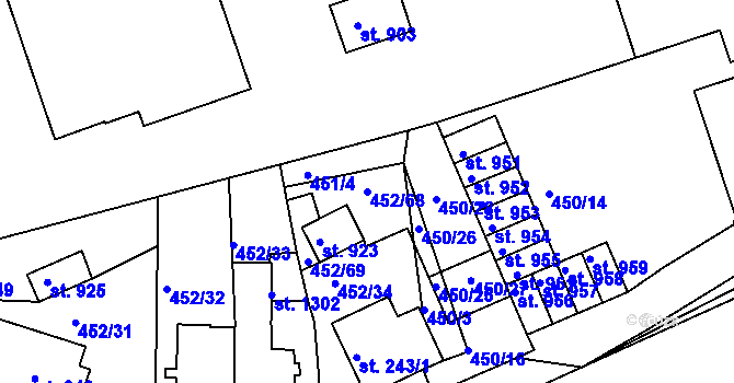 Parcela st. 452/68 v KÚ Bohatice, Katastrální mapa