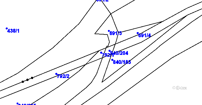 Parcela st. 792/1 v KÚ Bohatice, Katastrální mapa