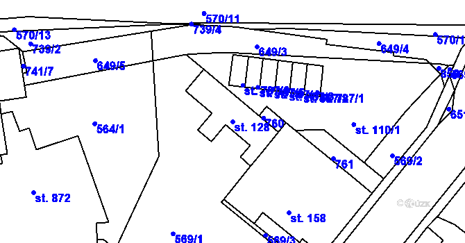 Parcela st. 128 v KÚ Bohatice, Katastrální mapa