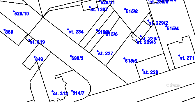 Parcela st. 227 v KÚ Bohatice, Katastrální mapa