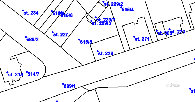 Parcela st. 228 v KÚ Bohatice, Katastrální mapa