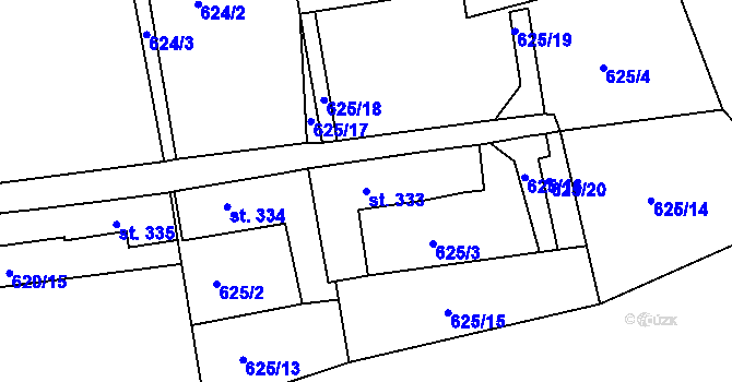 Parcela st. 333 v KÚ Bohatice, Katastrální mapa