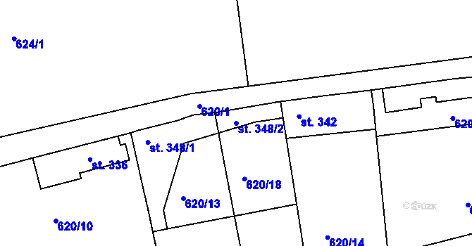 Parcela st. 348/2 v KÚ Bohatice, Katastrální mapa