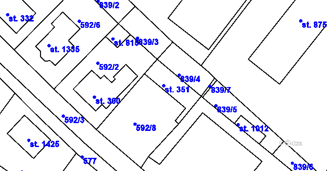 Parcela st. 351 v KÚ Bohatice, Katastrální mapa