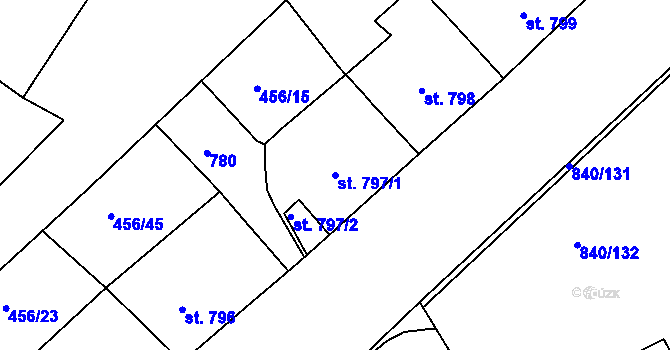 Parcela st. 797/1 v KÚ Bohatice, Katastrální mapa