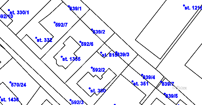 Parcela st. 815 v KÚ Bohatice, Katastrální mapa