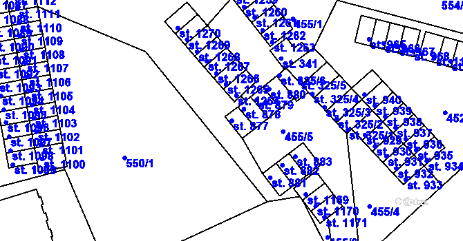 Parcela st. 877 v KÚ Bohatice, Katastrální mapa