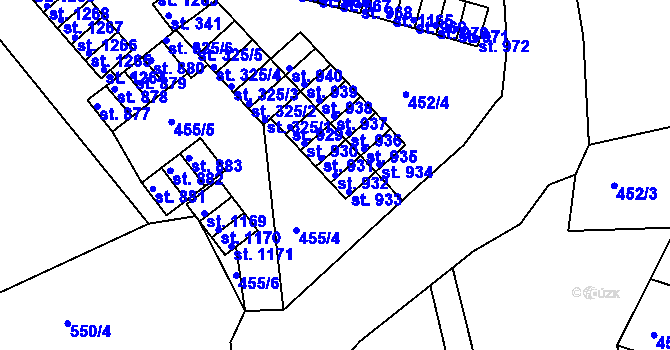 Parcela st. 932 v KÚ Bohatice, Katastrální mapa