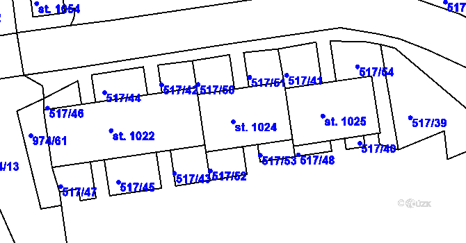 Parcela st. 1024 v KÚ Bohatice, Katastrální mapa