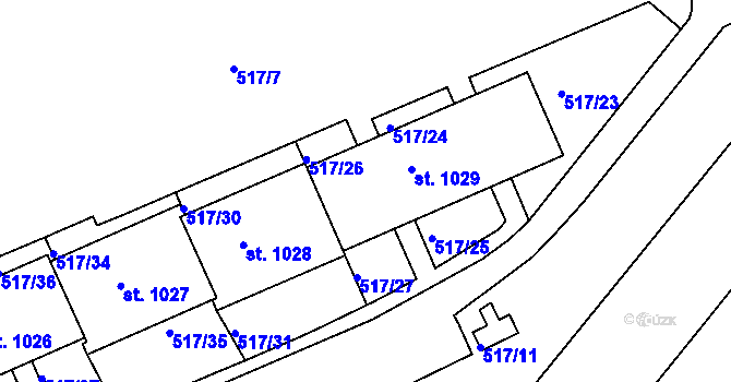 Parcela st. 1029 v KÚ Bohatice, Katastrální mapa