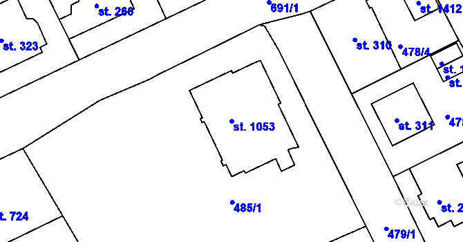 Parcela st. 1053 v KÚ Bohatice, Katastrální mapa