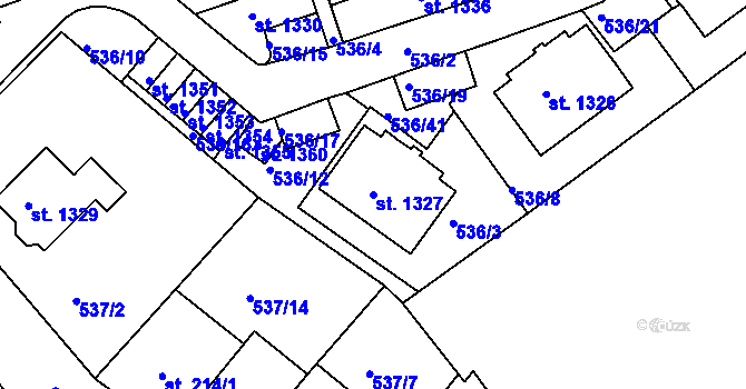 Parcela st. 1327 v KÚ Bohatice, Katastrální mapa