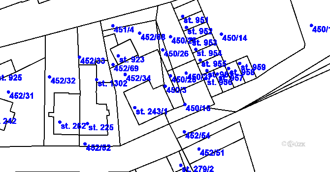 Parcela st. 450/3 v KÚ Bohatice, Katastrální mapa