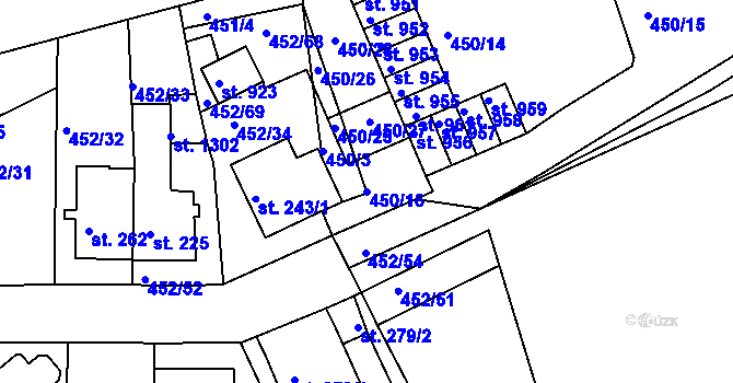 Parcela st. 450/16 v KÚ Bohatice, Katastrální mapa