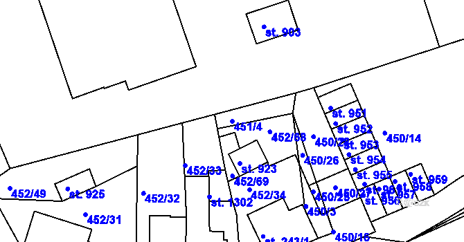 Parcela st. 451/4 v KÚ Bohatice, Katastrální mapa