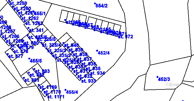 Parcela st. 452/4 v KÚ Bohatice, Katastrální mapa