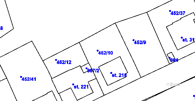 Parcela st. 452/10 v KÚ Bohatice, Katastrální mapa