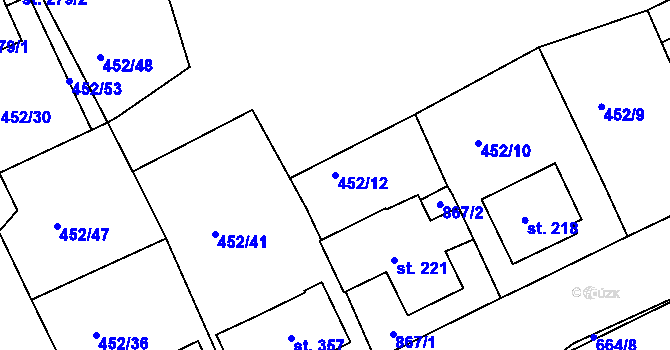 Parcela st. 452/12 v KÚ Bohatice, Katastrální mapa