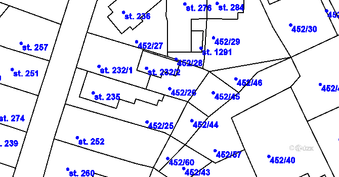 Parcela st. 452/26 v KÚ Bohatice, Katastrální mapa