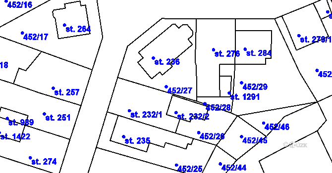 Parcela st. 452/27 v KÚ Bohatice, Katastrální mapa