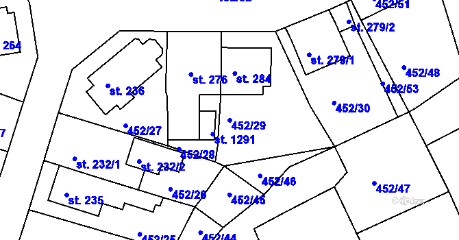 Parcela st. 452/29 v KÚ Bohatice, Katastrální mapa
