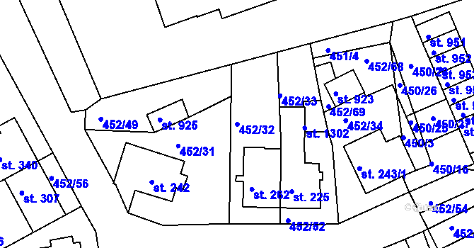 Parcela st. 452/32 v KÚ Bohatice, Katastrální mapa