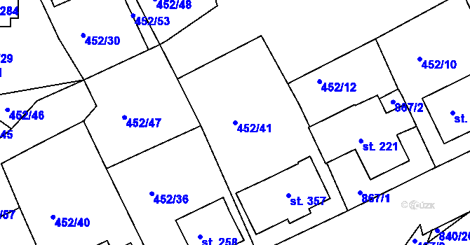 Parcela st. 452/41 v KÚ Bohatice, Katastrální mapa